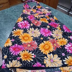 Madison Studio 100% Silk Halter Top Bright Colors Floral Shift Dress Size 10